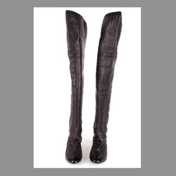 CHANEL Black Leather Stretch Spirit Over The Knee - Picture 7 of 7